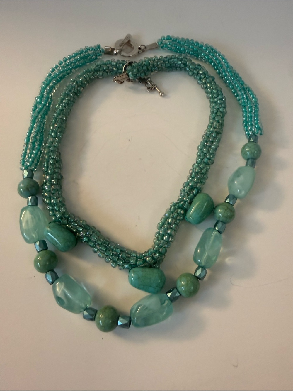 Handcrafted Multi-Strand Turquoise Beaded Necklace